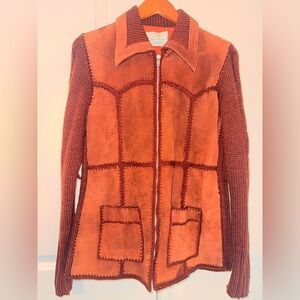 Vintage Cowhide Leather Patch Work Jacket